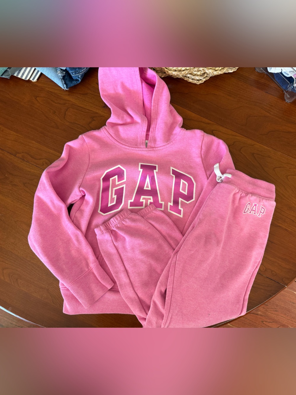 GAP Pink Hooded Crewneck Sweater Set